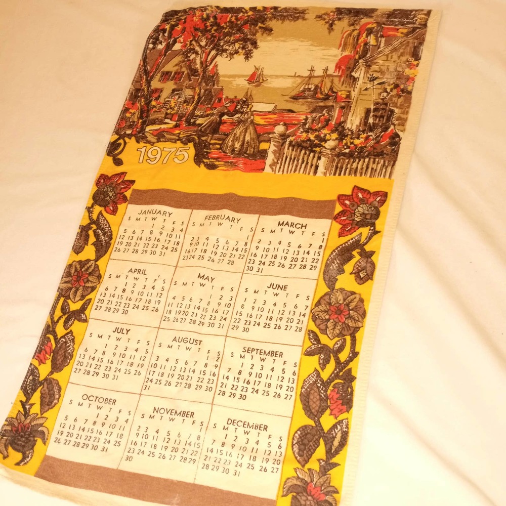 Vintage 1975 Calendar Tea Towel